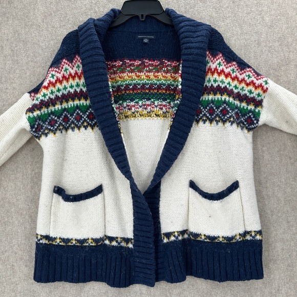 American Eagle Fair Isle Knit Cardigan Sweater Wool Alpaca Mohair Size L - Picture 3 of 8